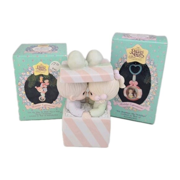 Precious Moments 101702 "Our First Crhistmas Together" Vintage +2 Ornaments - Picture 1 of 6